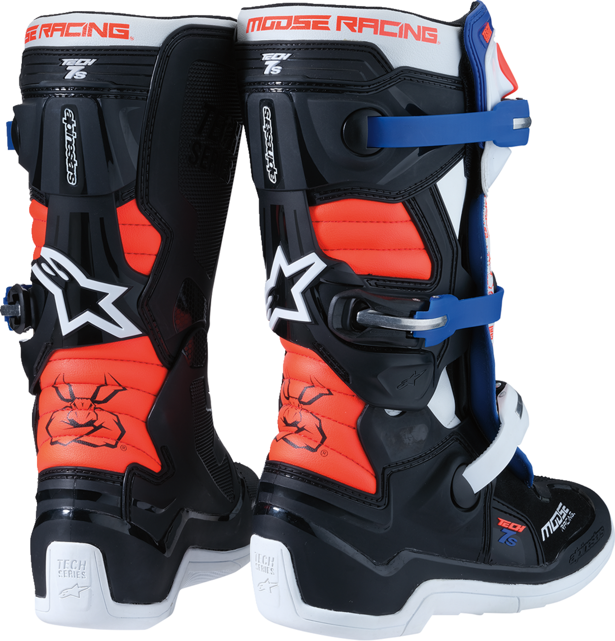 MOOSE OFFROAD Youth Tech 7S Boots - Black/White/Red/Blue - US 8 0215024-1297-8